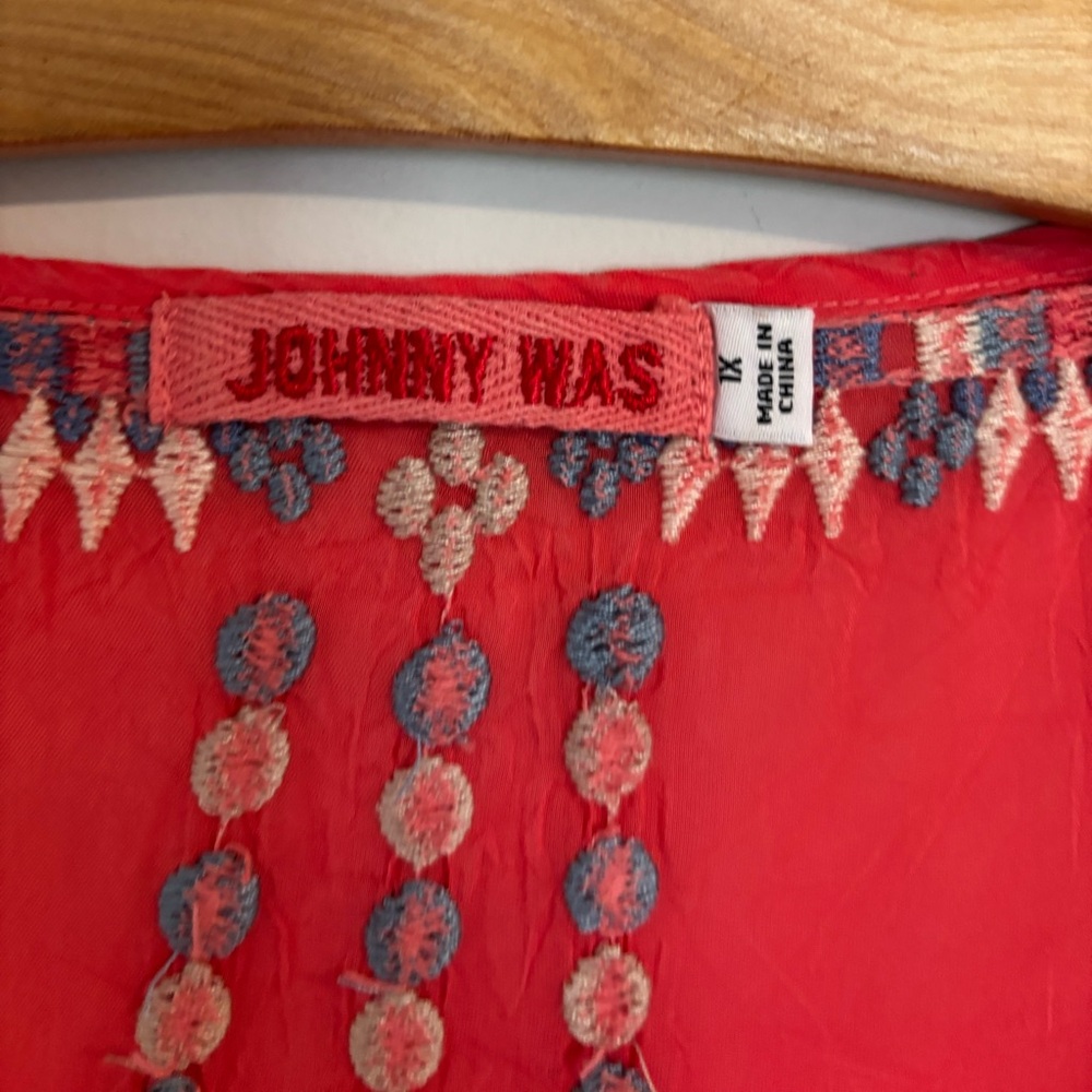 Johnny Was Red Embroidered Floral Tunic Top - Picture 7 of 13